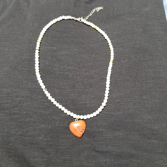 Heart Pendant Handmade Stone Necklace NWT - Picture 2 of 8